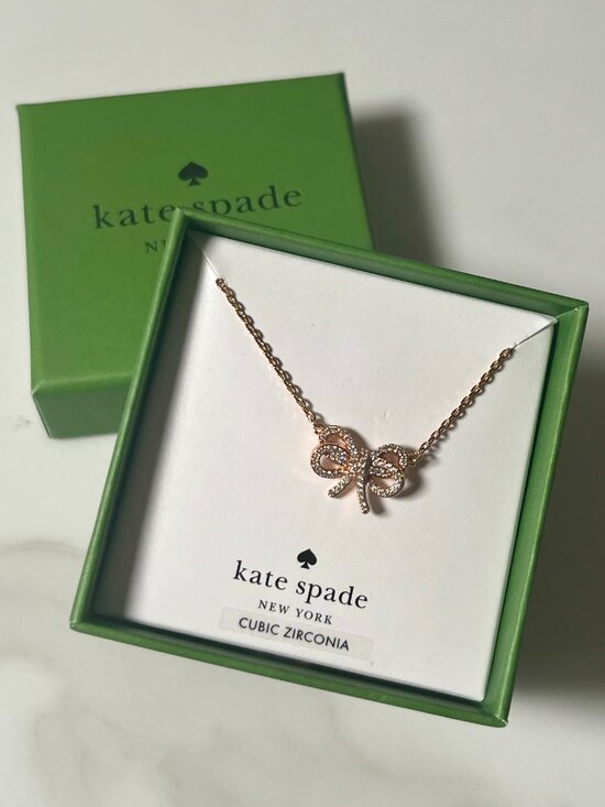 kate spade Jewelry - Kate Spade Bow Meets Girl Pavé CZ Bow Necklace Rose Gold NIB